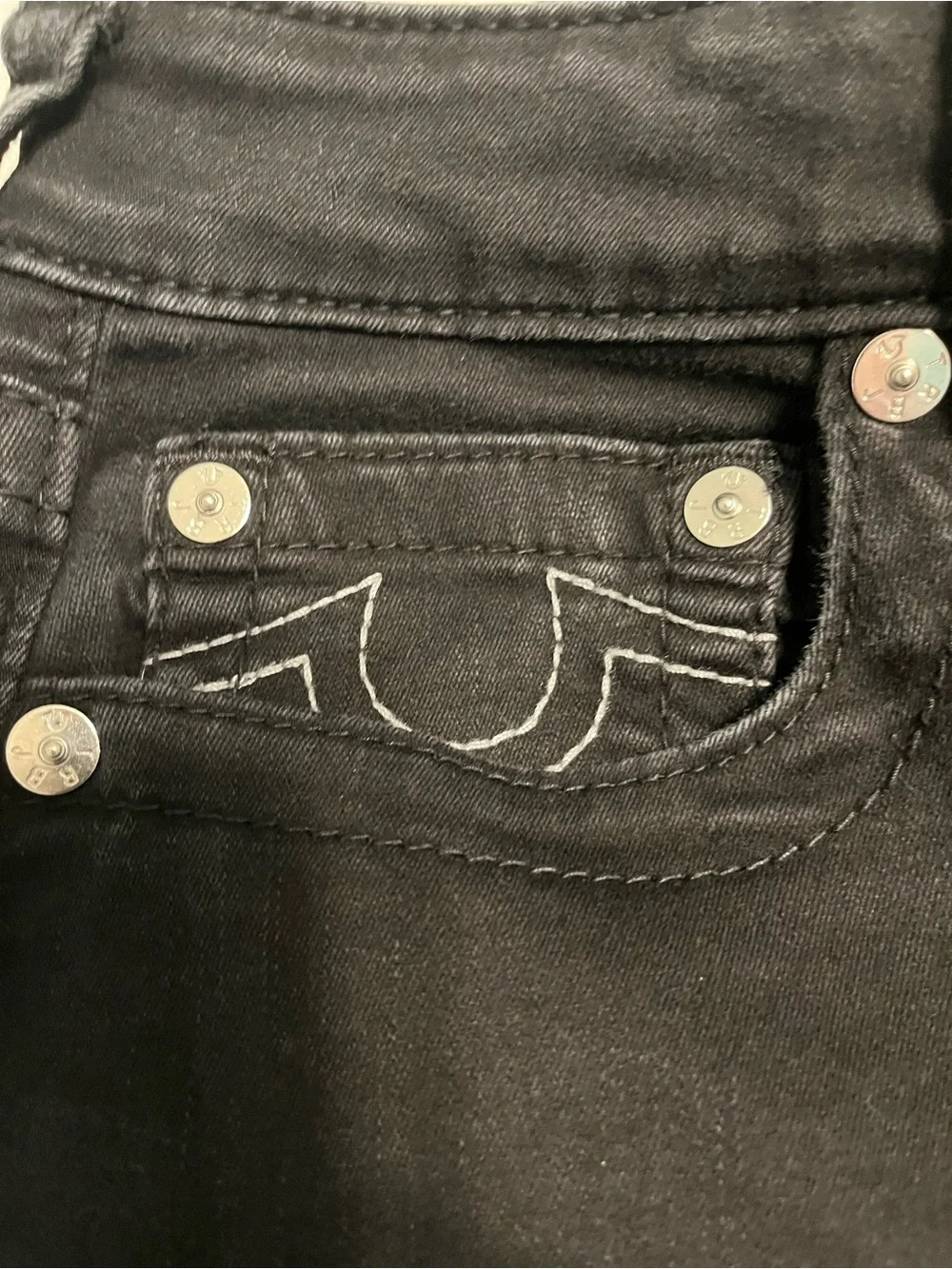 True Religion Men's Black Denim Jeans with Signature Label